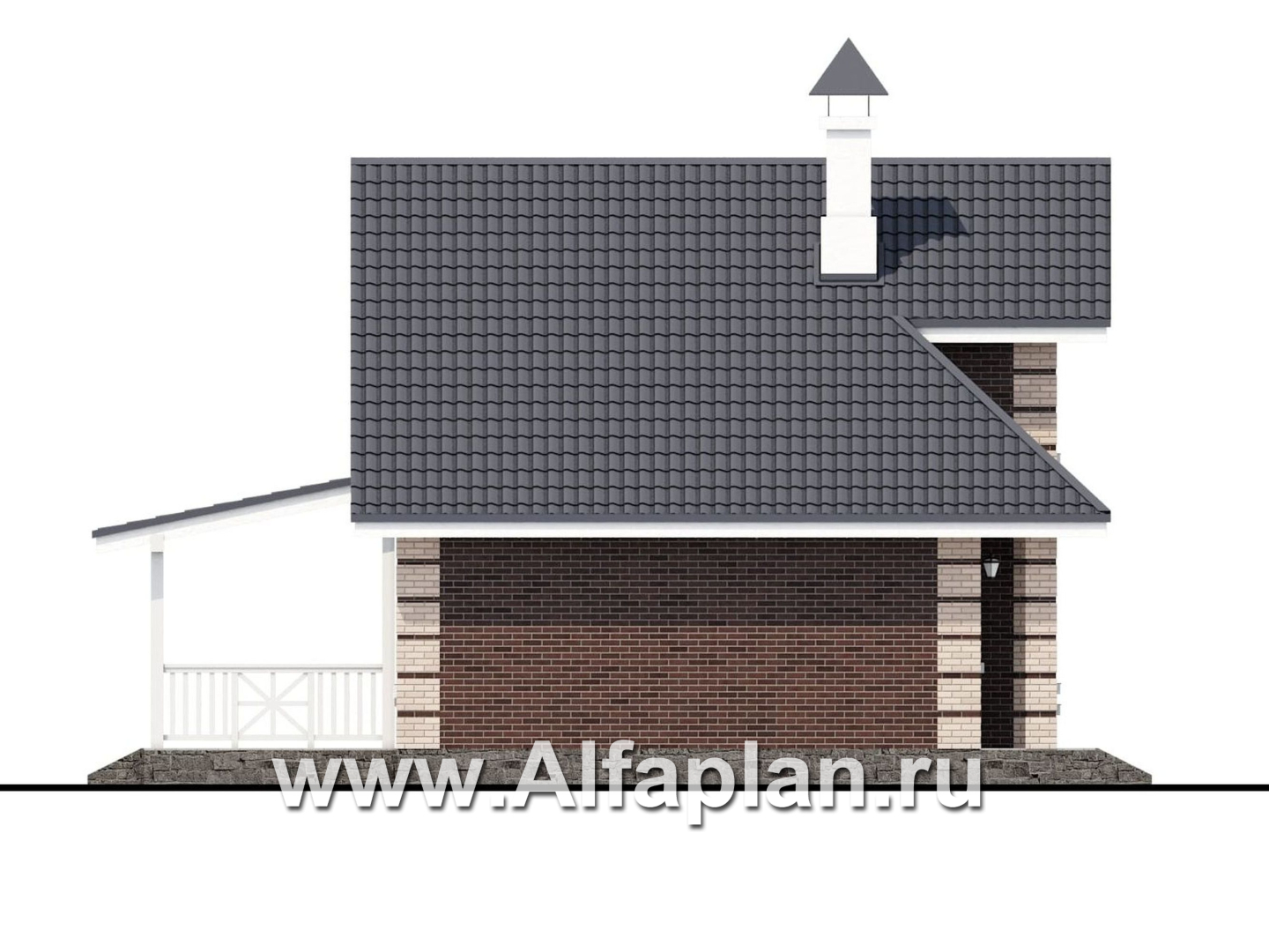 Проекты домов Альфаплан - «Замечательный сосед» - небольшой мансардный дом - изображение фасада №2