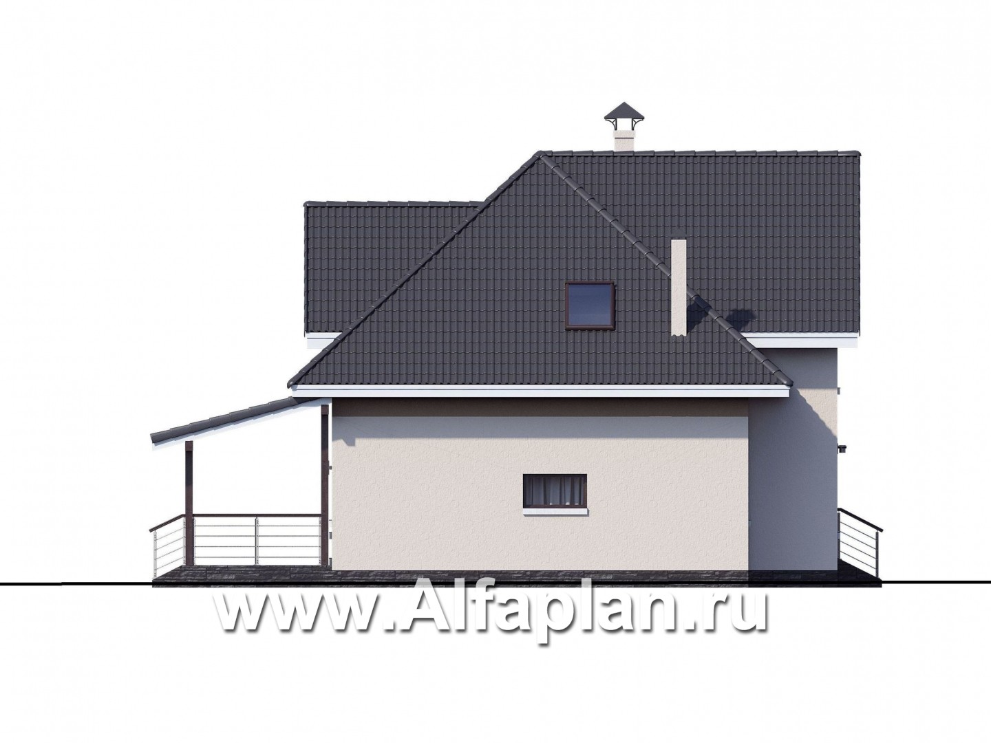 Проекты домов Альфаплан - «Кассиопея» - мансардный дом с шестью спальнями - изображение фасада №3