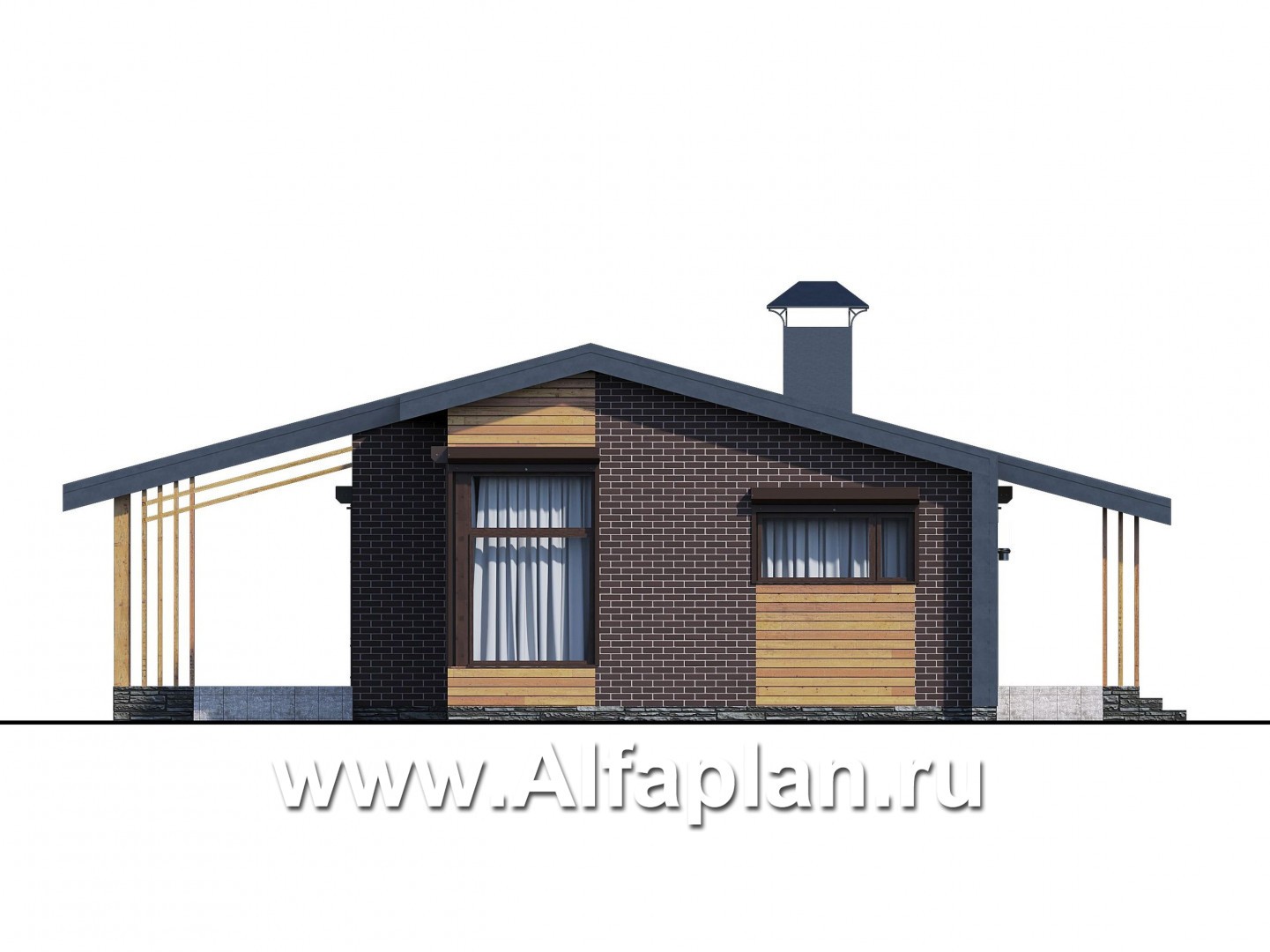 Проекты домов Альфаплан - «Омикрон» - современный каркасный дом для загородной жизни - изображение фасада №1