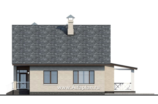 Проекты домов Альфаплан - «Грюневальд»-  рациональный план дома, двускатная крыша - превью фасада №2