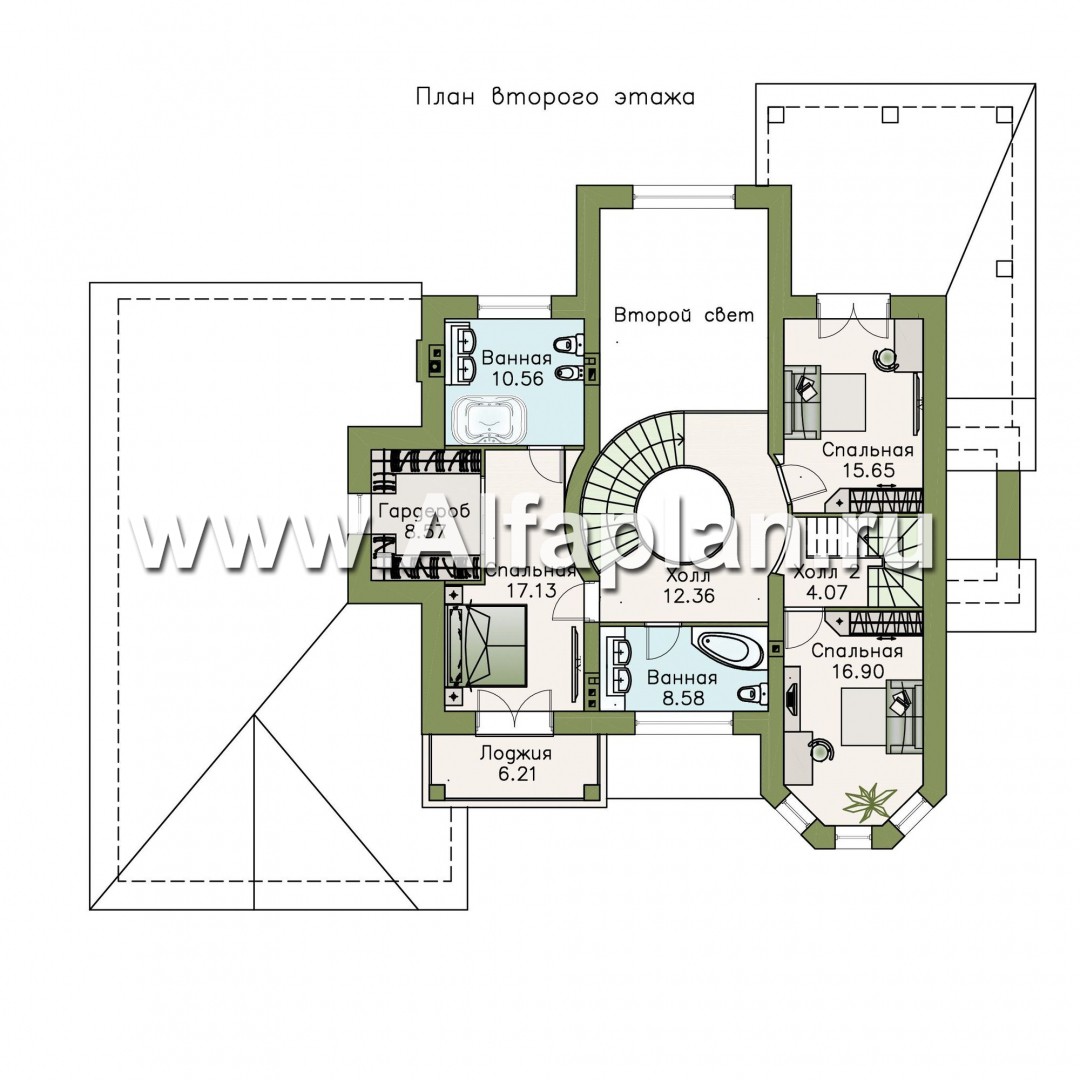Проекты домов Альфаплан - «Воронцов»- респектабельный коттедж из газобетона с гаражом - изображение плана проекта №2