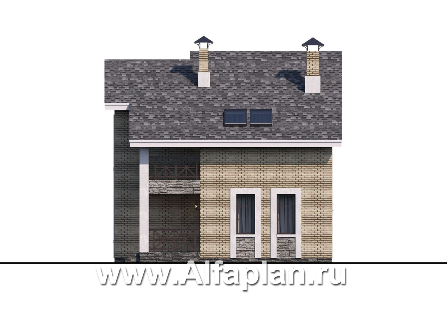 Проекты домов Альфаплан - «Ижора» - небольшой классический дом с двускатной кровлей - изображение фасада №2