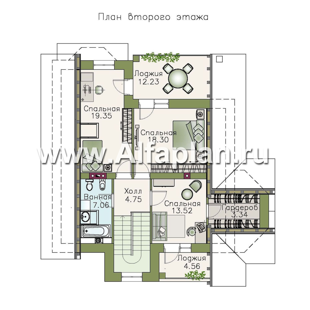 Проекты домов Альфаплан - «Зальцбург» - рациональный план дома, двускатная крыша - план проекта №2