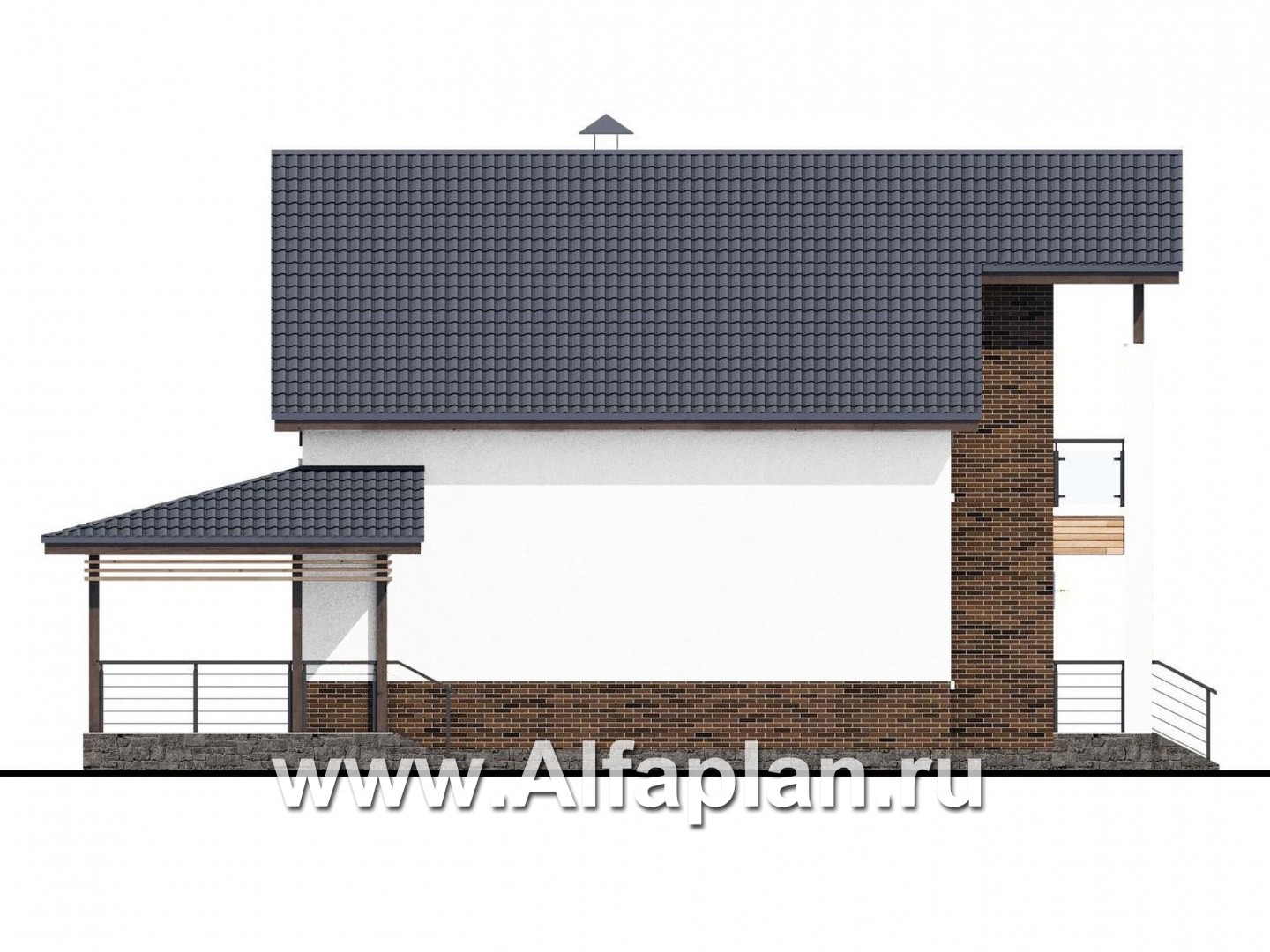 Проекты домов Альфаплан - «Галс» - двухэтажный коттедж со вторым светом - изображение фасада №3