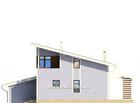 Проекты домов Альфаплан - Каркасный дом с односкатной кровлей - превью фасада №4