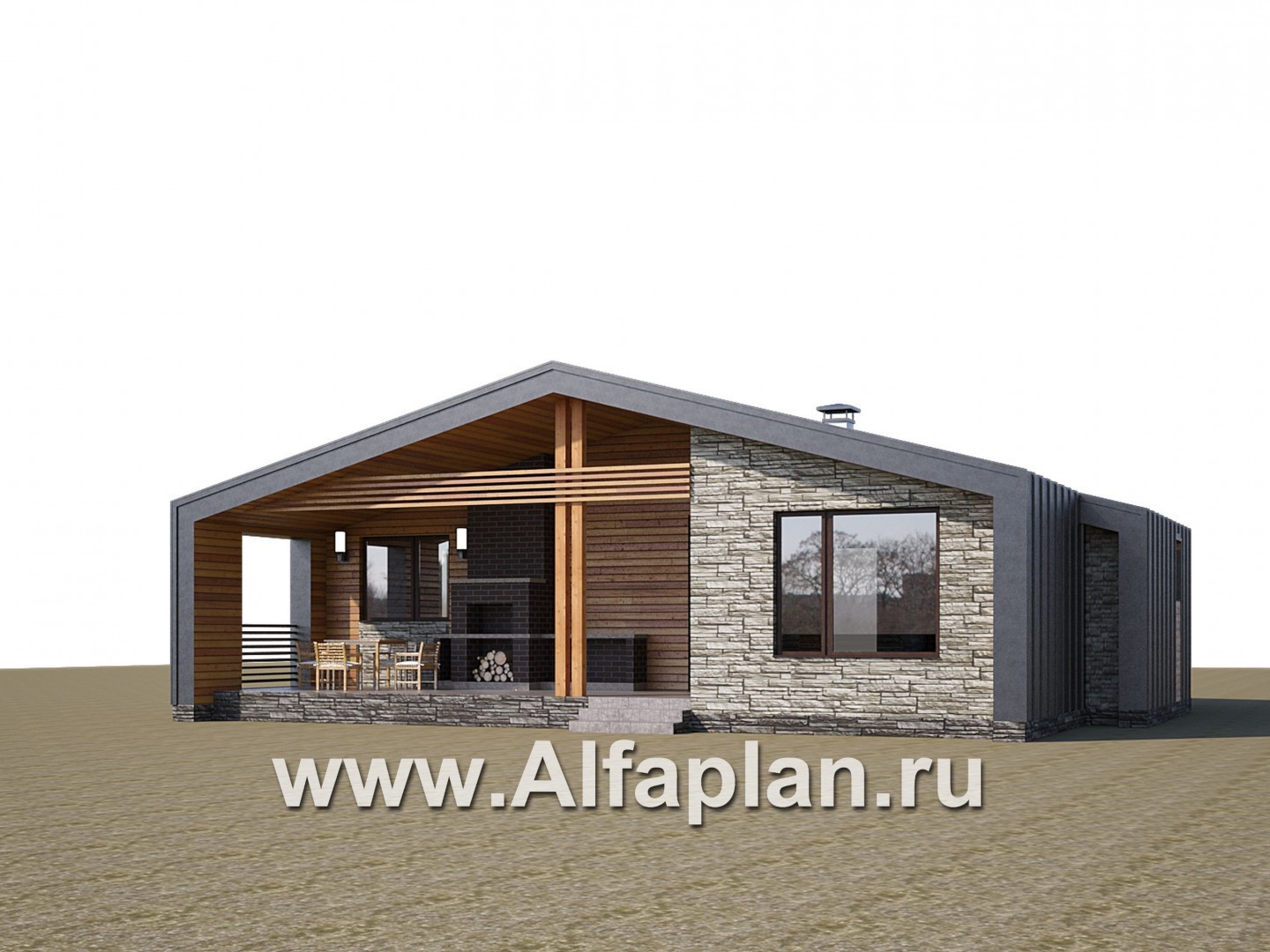 Проекты домов Альфаплан - «Гамма» - стильный каркасный дом с сауной - дополнительное изображение №1