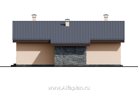 Проекты домов Альфаплан - «Дельта» - удобный и практичный каркасный дом в один этаж - превью фасада №2