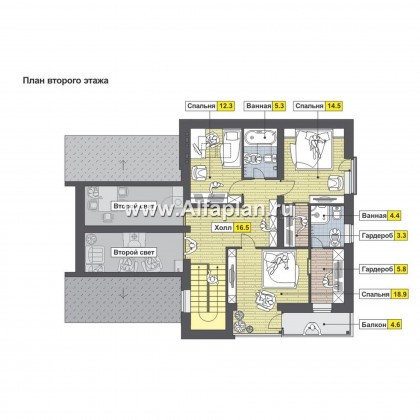 Проекты домов Альфаплан - Загородный дом с гаражом и террасой - превью плана проекта №2