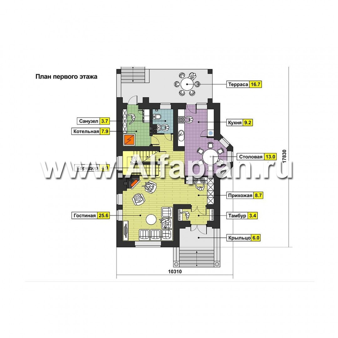 Проекты домов Альфаплан - Коттедж в английском стиле - изображение плана проекта №1