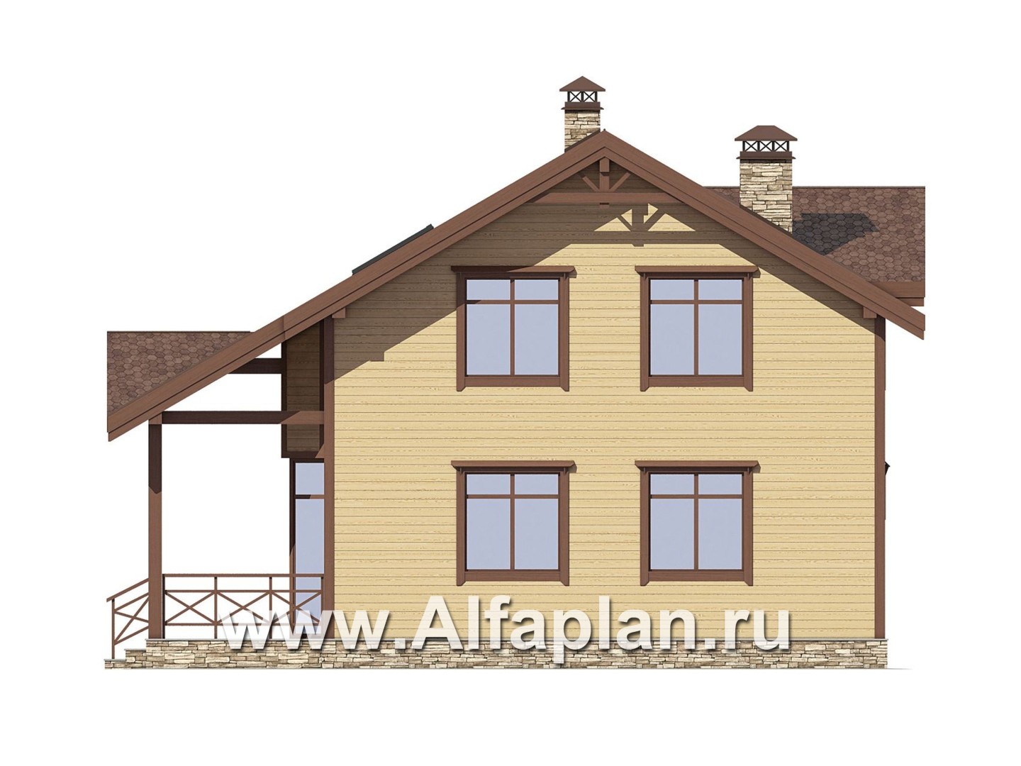 Проекты домов Альфаплан - Компактный и экономичный каркасный дом - изображение фасада №3