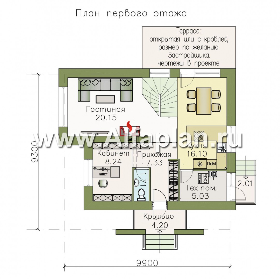 Проекты домов Альфаплан - «Улыбка» - компактный загородный дом - изображение плана проекта №1