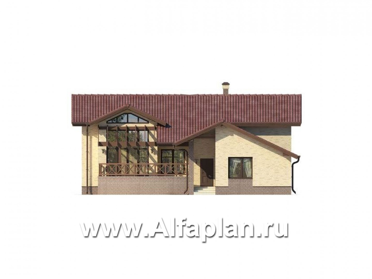 Проекты домов Альфаплан - Комфортабельный дом для отдыха с бассейном - изображение фасада №1