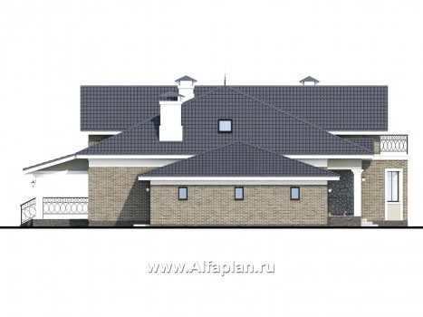 Проекты домов Альфаплан - «Валдай» - мансардный дом с гаражом и красивым эркером - превью фасада №3