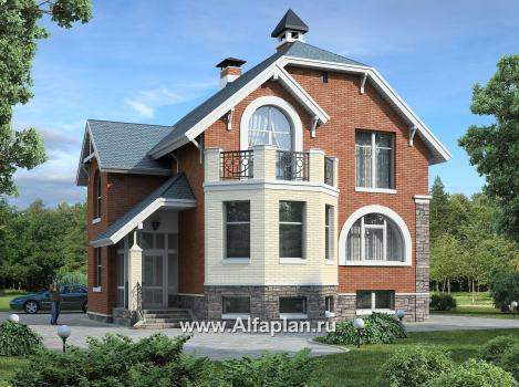 Проекты домов Альфаплан - «Лаура»- трехэтажный загородный дом с террасой - превью основного изображения