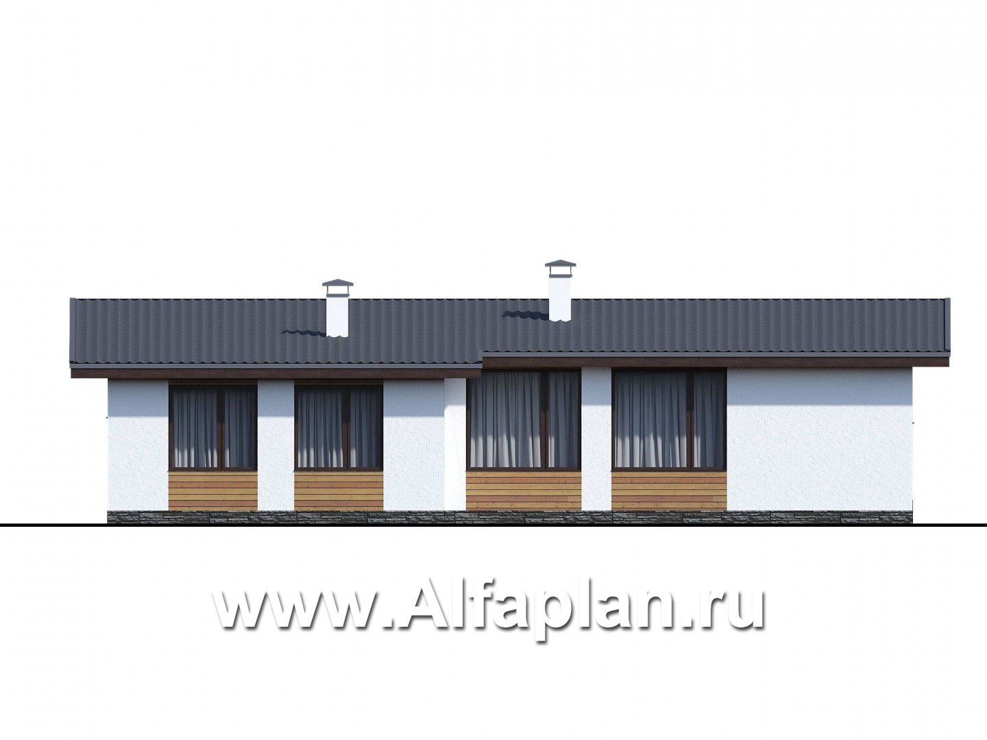 Проекты домов Альфаплан - «Эпсилон» - одноэтажный дом с сауной и джакузи на террасе - изображение фасада №4