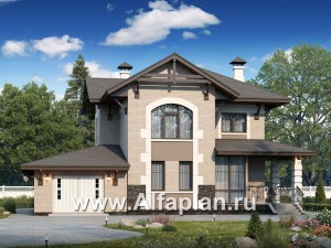 Проекты домов Альфаплан - «Фея сирени» - изящный дом с гаражом - превью основного изображения