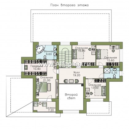 «Арно» - проект двухэтажного дома, особняк с двусветной гостиной, с террасой и сауной, с бассейном - превью план дома