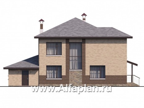 Проекты домов Альфаплан - «Статус» - современный комфортный дом с гаражом и террасой - превью фасада №4