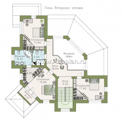 Проекты домов Альфаплан - "Эдем" - эксклюзивный двухэтажный коттедж с большим гаражом 219Р - превью плана проекта №2
