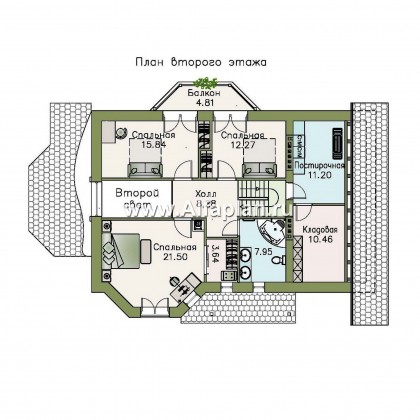Проекты домов Альфаплан - «Регенсбург Плюс» - коттедж с цокольным этажом и верандой - превью плана проекта №3