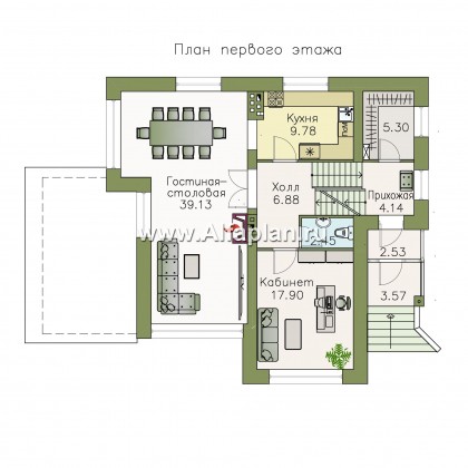 Проекты домов Альфаплан - Дом из газобетона «Аура» в современном стиле - превью плана проекта №2