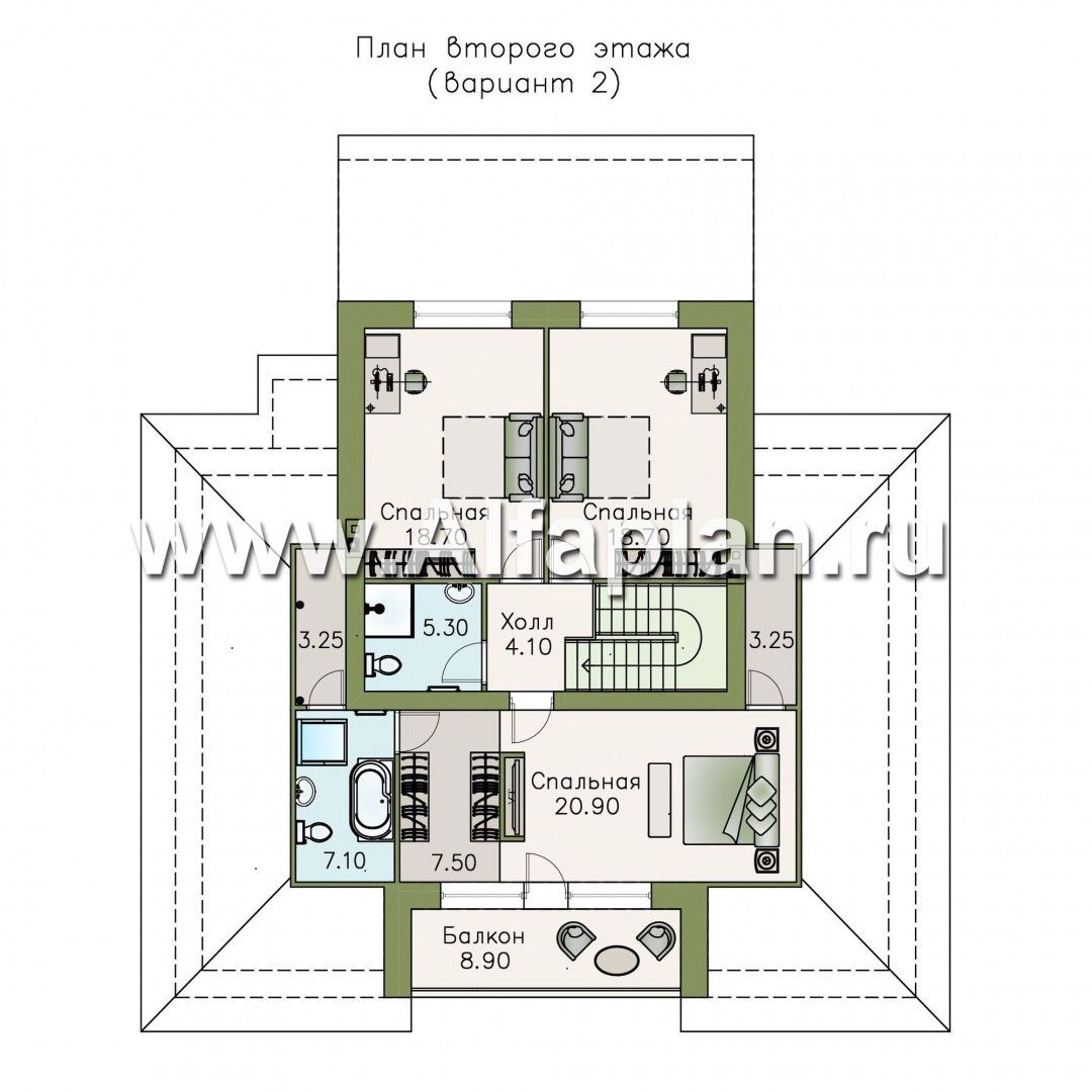 Проекты домов Альфаплан - «Любвино» - проект дома в стиле русской усадьбы - изображение плана проекта №3
