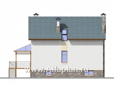Проекты домов Альфаплан - «Эксклюзив» - компактный трехэтажный коттедж - превью фасада №3
