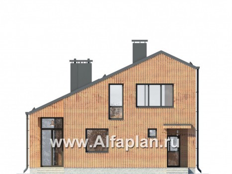 Проект дома с мансардой, из газобетона, в современном стиле - превью фасада дома