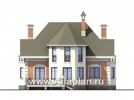 Проекты домов Альфаплан - «Ноблесса»  - коттедж в стиле «Петровское барокко» - превью фасада №4