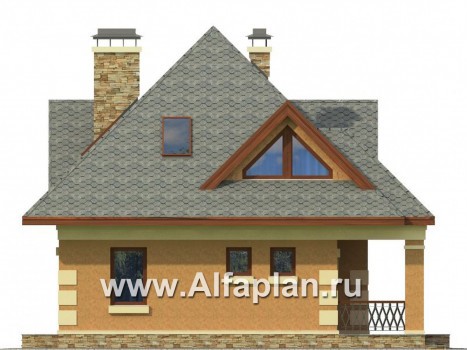 Проекты домов Альфаплан - Экономичный проект дома для маленького участка - превью фасада №2
