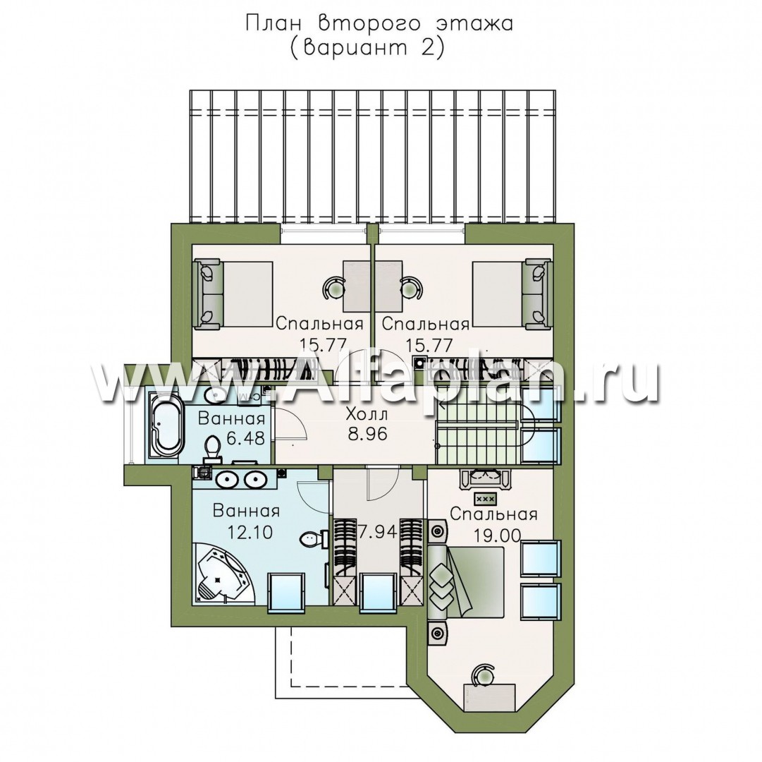 «Капелла» - проект дома с мансардой, из газобетона, с террасой и с эркером, современный стиль - план дома