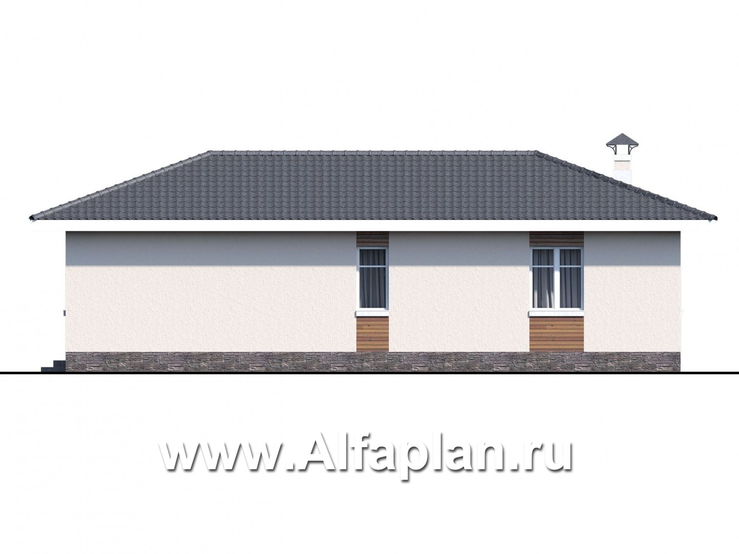 Проекты домов Альфаплан - "Атриум" - одноэтажный коттедж с внутренним двориком - изображение фасада №4