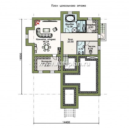 Проекты домов Альфаплан - «Репино» - эксклюзивный коттедж из кирпича и дерева - превью плана проекта №1