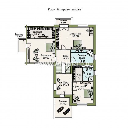 Проекты домов Альфаплан - «Репино» - эксклюзивный коттедж из кирпича и дерева - превью плана проекта №3