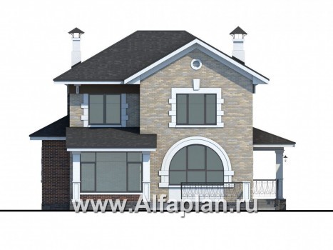 Проекты домов Альфаплан - «Равновесие» - изящный коттедж с террасами - превью фасада №4
