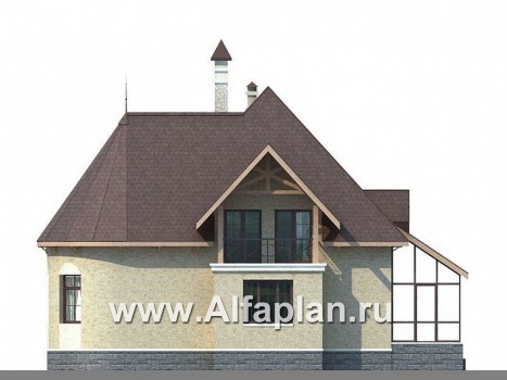 Проекты домов Альфаплан - «Авалон» - коттедж с полукруглым эркером - превью фасада №2