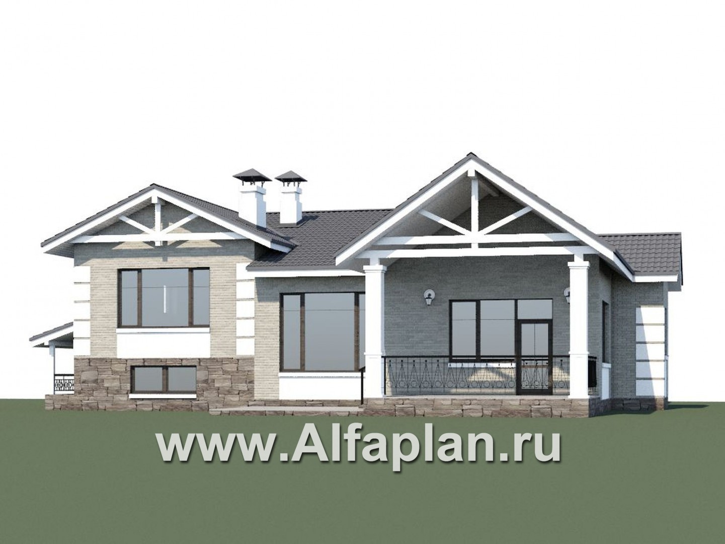 Проекты домов Альфаплан - «Тайный советник» - полутораэтажный коттедж с небольшим цоколем - дополнительное изображение №1