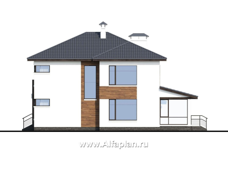 «Прайд» - проект современного двухэтажного дома, мастер спальня, с террасой и сауной, гараж на 2 авто - превью фасада дома