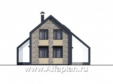 Проекты домов Альфаплан - «Омега» - двухэтажный каркасный дом с пятью спальнями - превью фасада №4