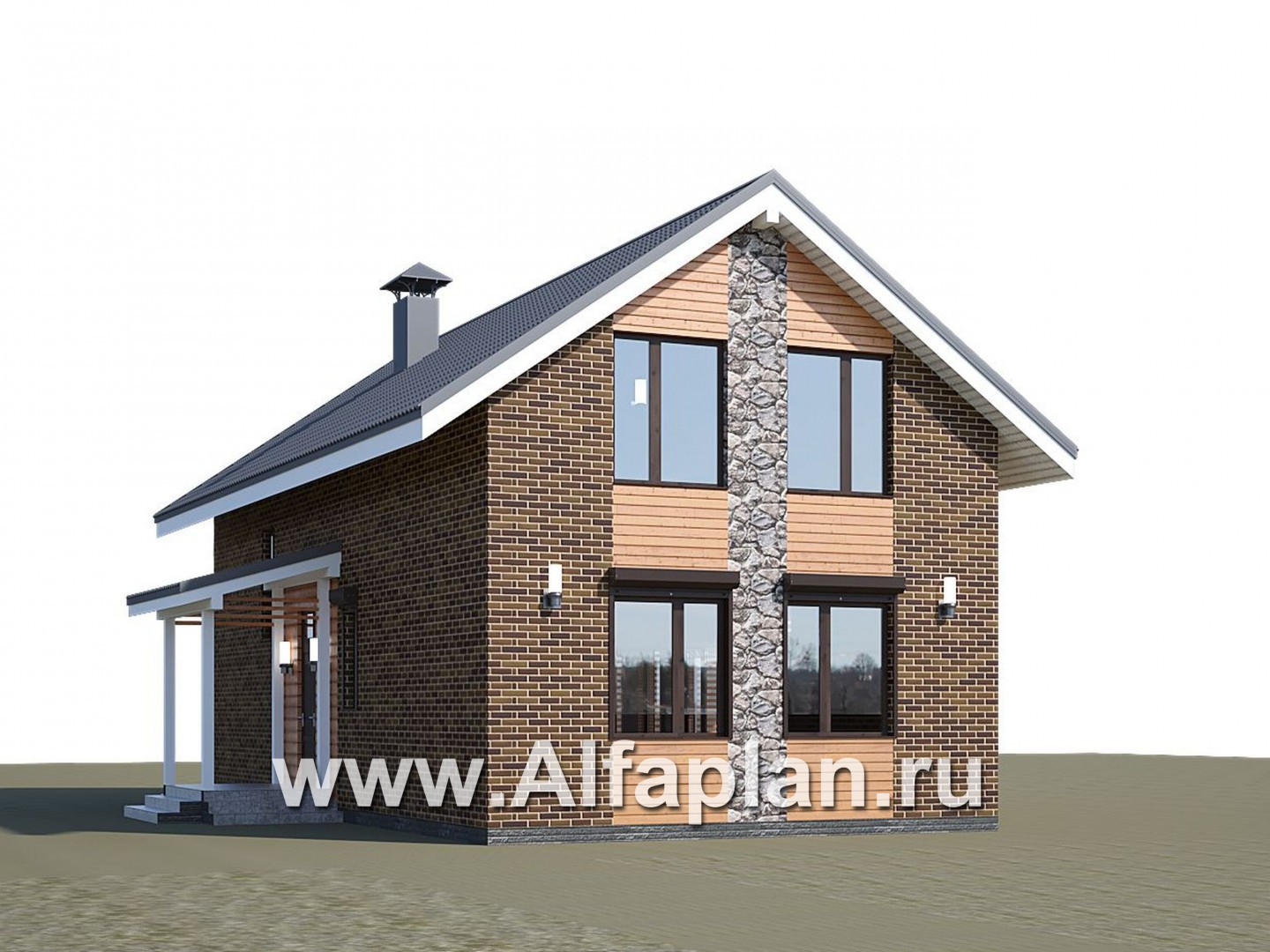 Проекты домов Альфаплан - «Омега» - рациональный коттедж с удобной планировкой - дополнительное изображение №1