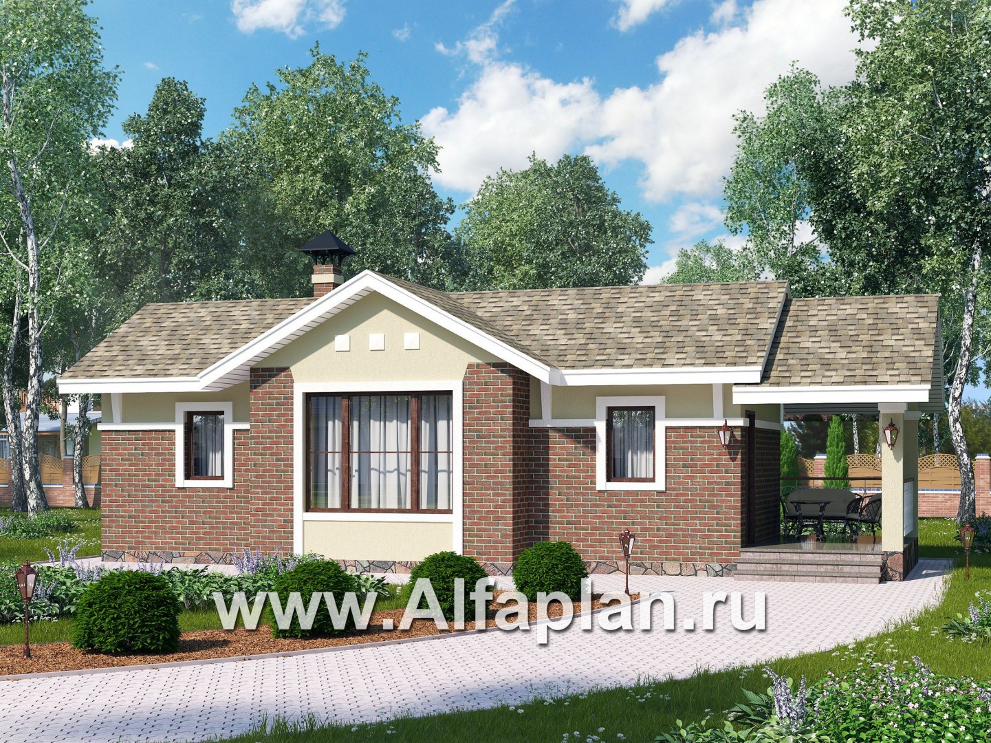 Проекты домов Альфаплан - Дом для отдыха(баня) с уютным крыльцом - основное изображение