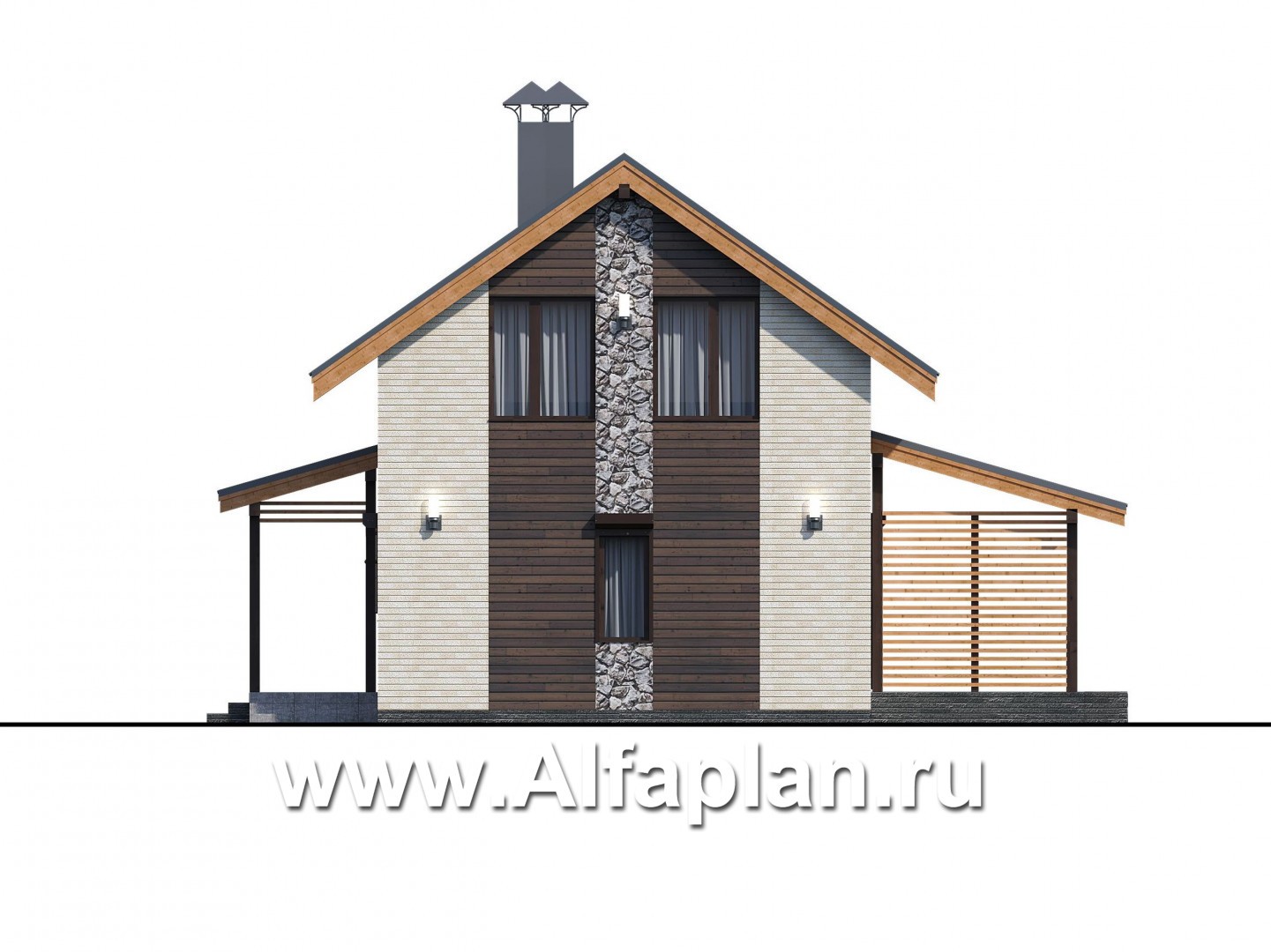Проекты домов Альфаплан - «Сигма» - небольшой дом с сауной на первом этаже - изображение фасада №4