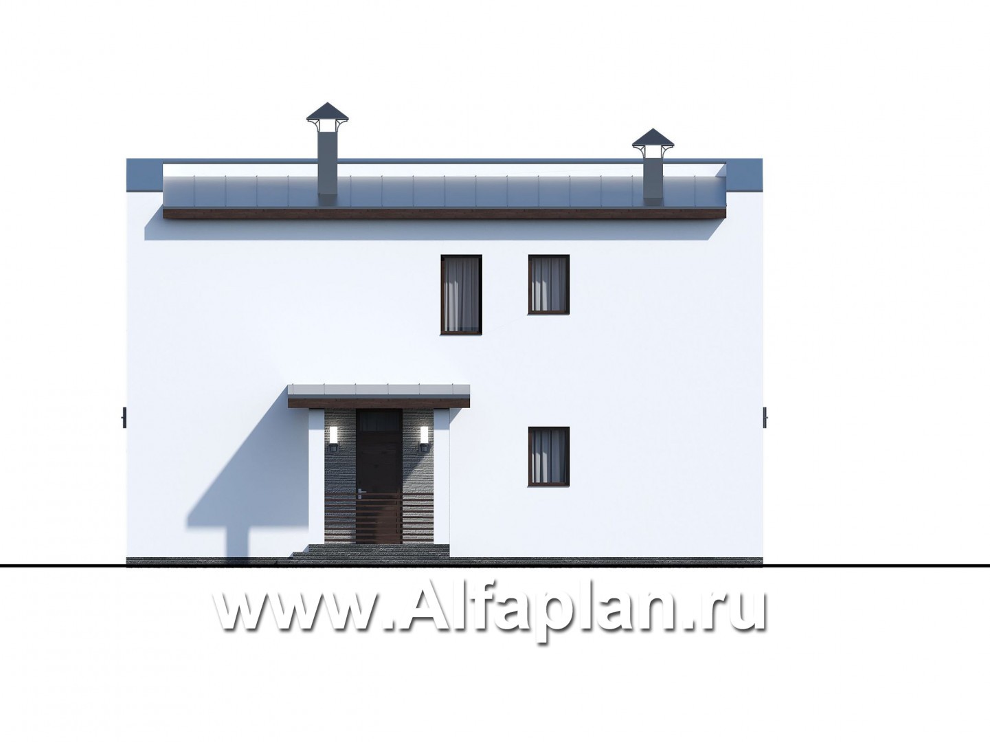 Проекты домов Альфаплан - «Тау» - каркасный дом с односкатной кровлей - изображение фасада №2