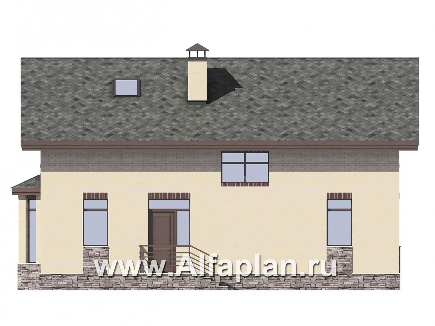 Проекты домов Альфаплан - Небольшой дом для большой семьи(6 спален) - изображение фасада №3