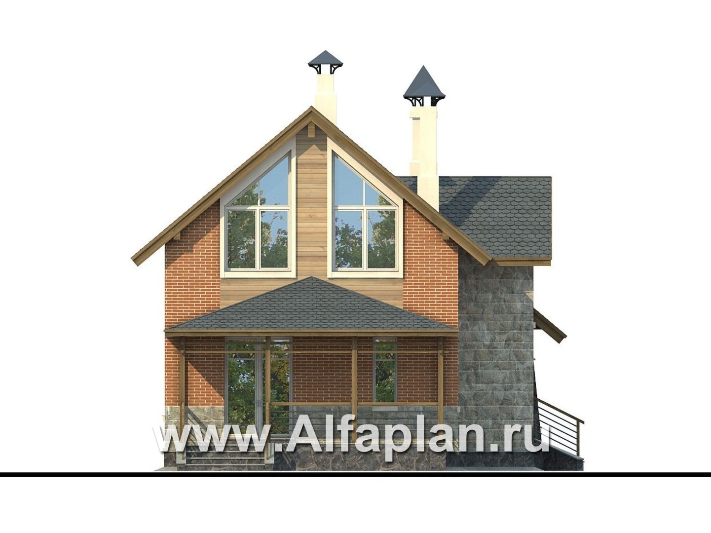 Проекты домов Альфаплан - «Вишневый сад»- проект небольшого дома или дачи - изображение фасада №4