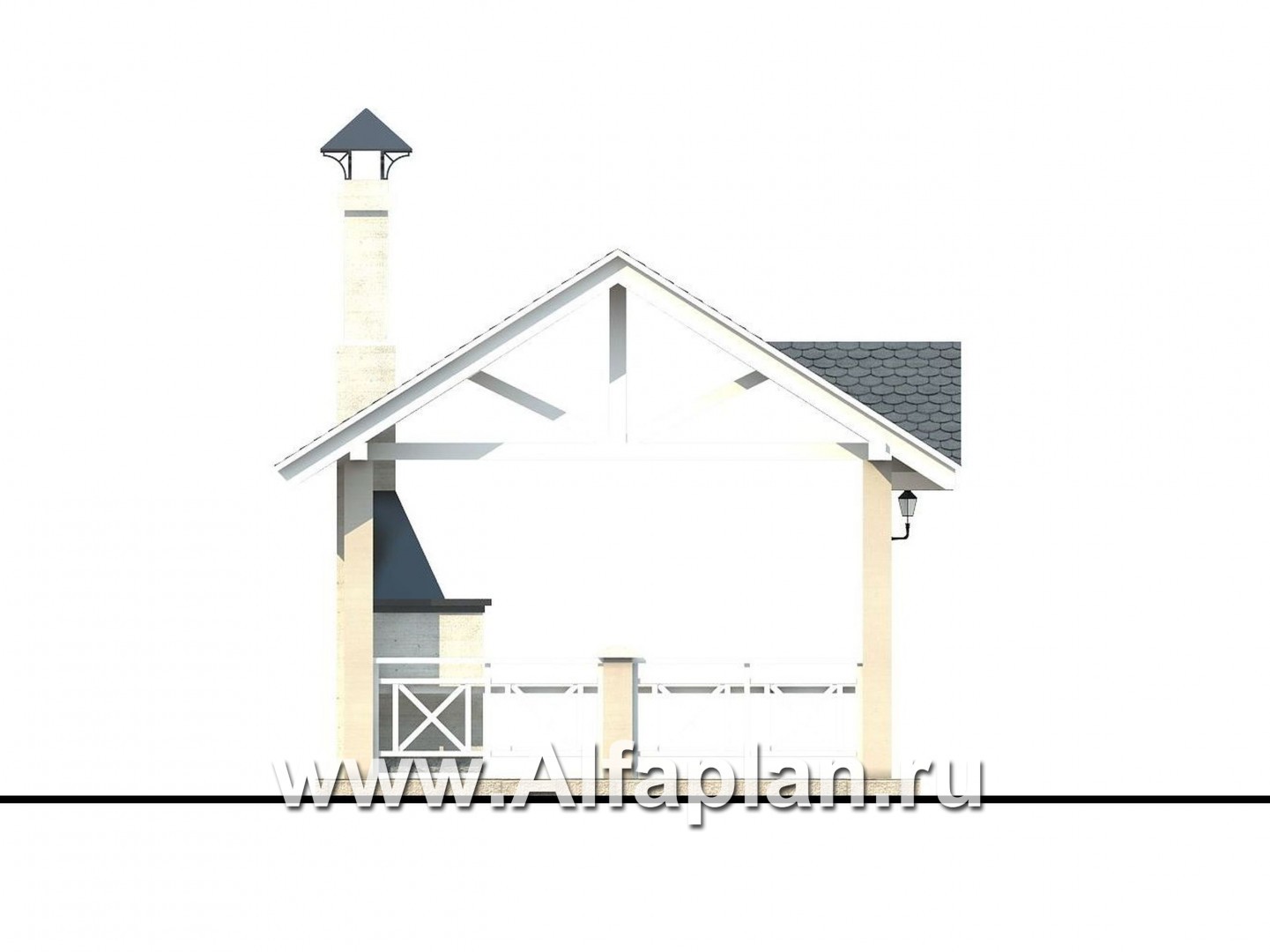 Проекты домов Альфаплан - Беседка-павильон с барбекю (летняя кухня) - изображение фасада №3