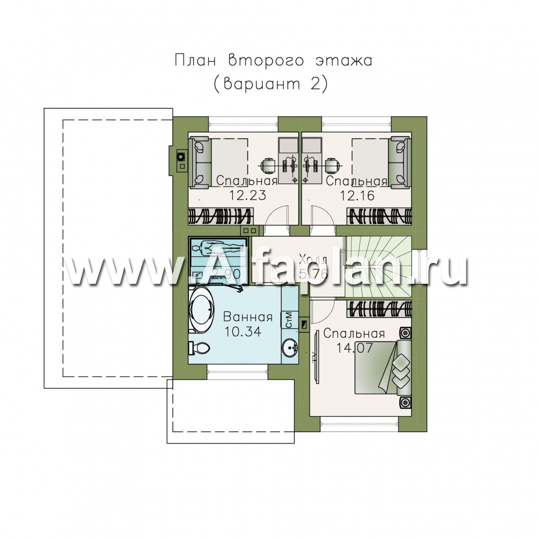 Проекты домов Альфаплан - «Смарт» - вместительный и компактный двухэтажный коттедж - изображение плана проекта №3