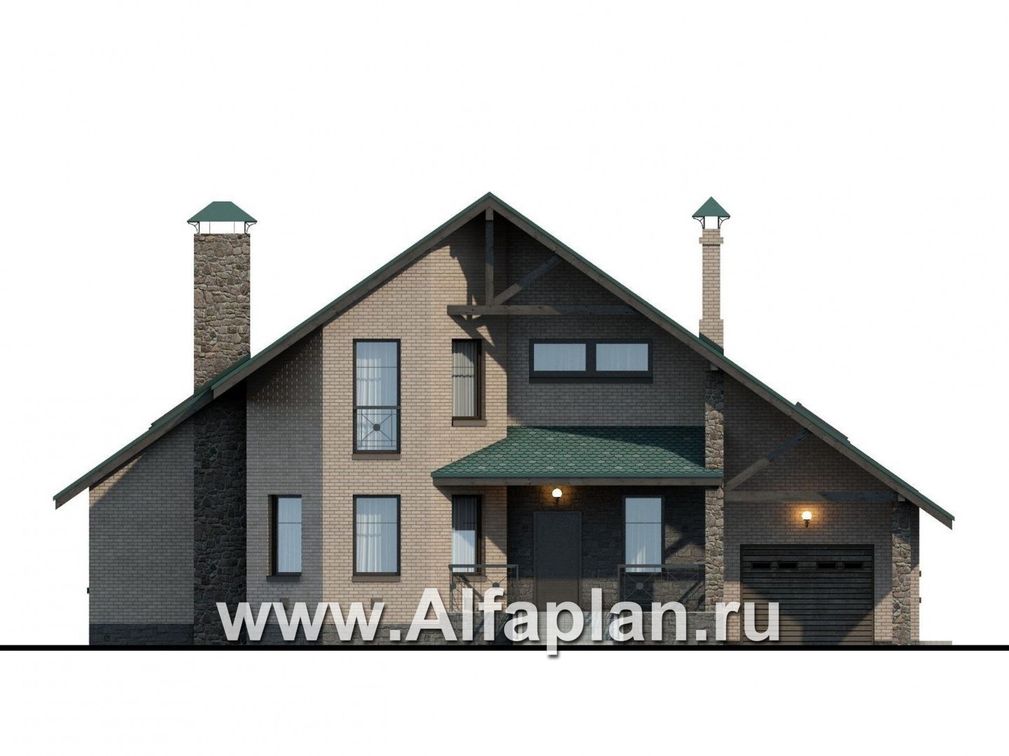 Проекты домов Альфаплан - «Эгоист» - проект дома в немецком стиле для жизни за городом - изображение фасада №1