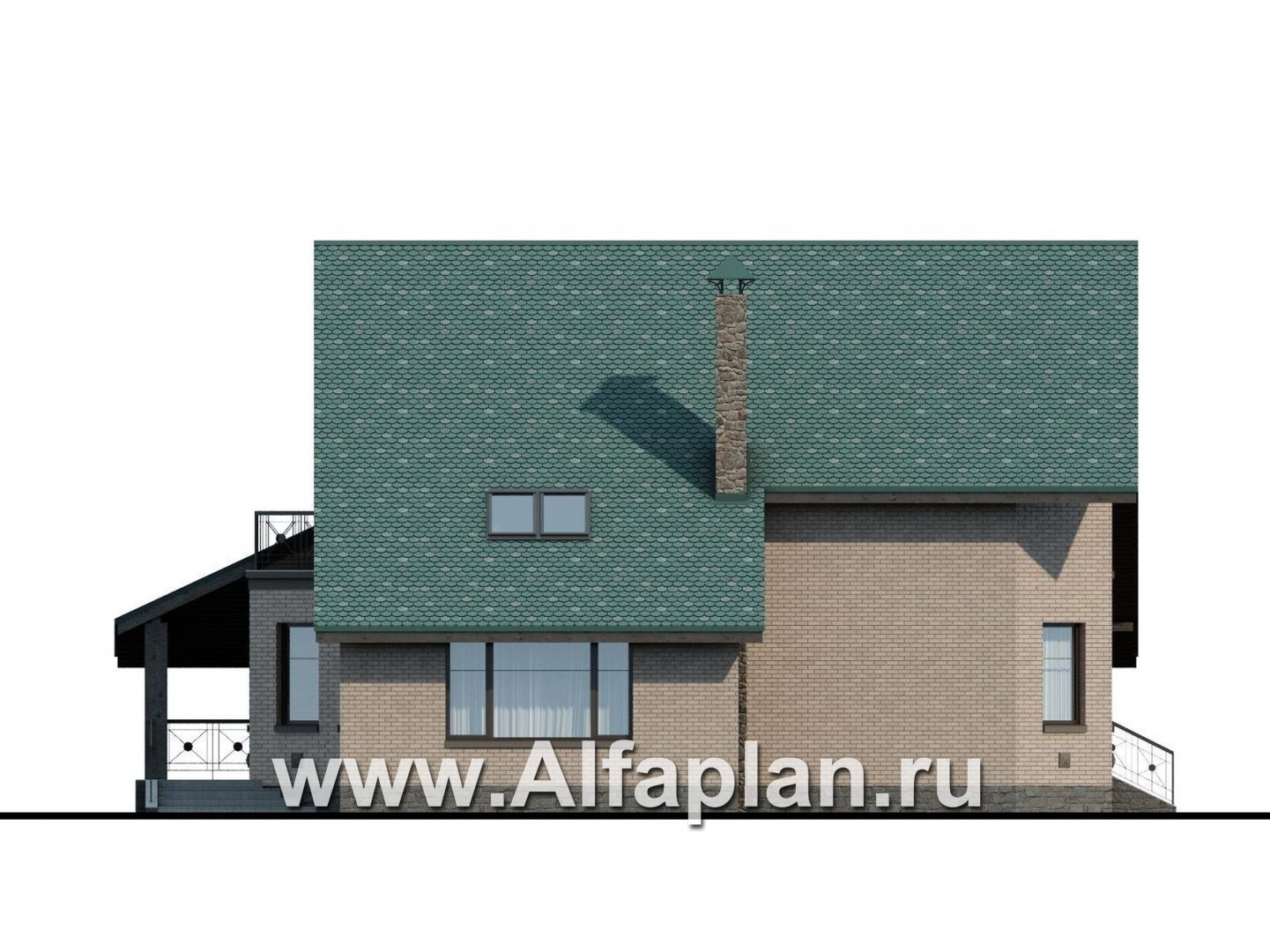 Проекты домов Альфаплан - «Эгоист» - проект дома в немецком стиле для жизни за городом - изображение фасада №3