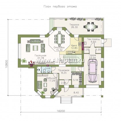 Проекты домов Альфаплан - «Эгоист» - прекрасный дом для жизни за городом - превью плана проекта №1